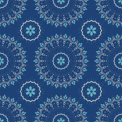 Boho floral ornament seamless pattern. Cute nature folk illustration mandala