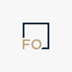 letter FO Logo design with square frame line. business consulting concept. studio, room, group icon. - vector