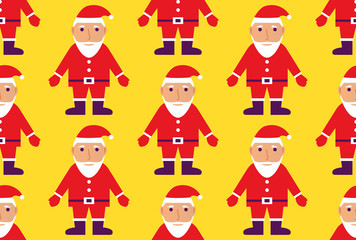 Christmas seamless pattern with santa claus on yellow background. Happy New Year decor.Flat illustration vector.