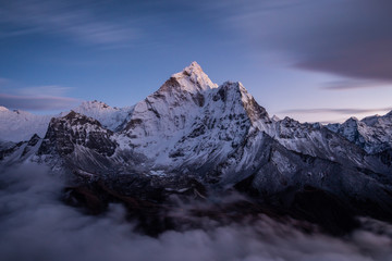 Ama Dablam Mountain at Evening Twilight. Nepal . Himalaya