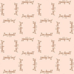 Bon appetit, lettering. Vector seamless background, suitable for textiles, wrapping paper, menu design