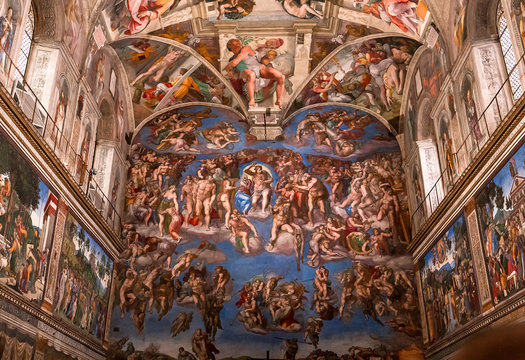 Interiors And Details Of The Sistine Chapel, Vatican City