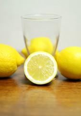 Fresh yellow lemons for making homemade fruit juice or lemonade for refreshment.