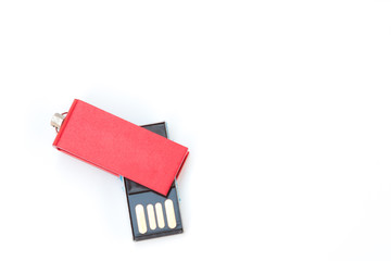 red flash drive on white background
