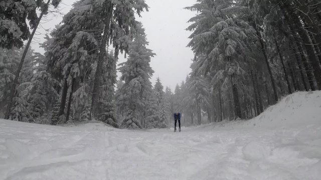 Die Skiloipe im Winterwald ist f&uuml;r den Langlauf gut vorbereitet