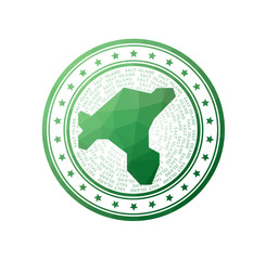 Flat low poly stamp of Salt Island. Polygonal Salt Island badge. Trendy vector logo of the island.