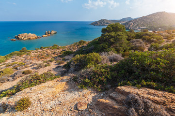 Afternoon foto of aerial view on Vai palm beach in Crete island.