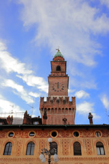 medieval tower in vigevano city in italy