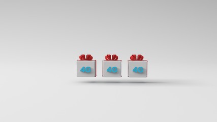Obraz premium 3D rendered illustration with 4G internet speed representing sign on the floating present box wrapped in a red ribbon. Copy space left for your custom text.