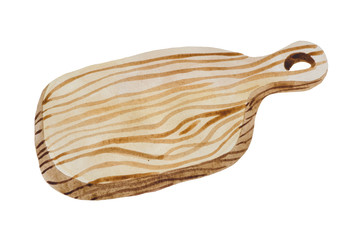 Watercolor wooden chopping board on a white background, a great addition for designer compositions on the theme of food, cooking.