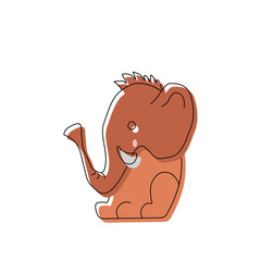 Cute mammoth in vector doodle power. Illustration with animals. Prehistoric animals.