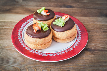 cake with coffee cup on wooden background