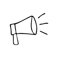 Loudspeaker mouthpiece icon in the style of doodle black and white concept illustration outline sketch vector