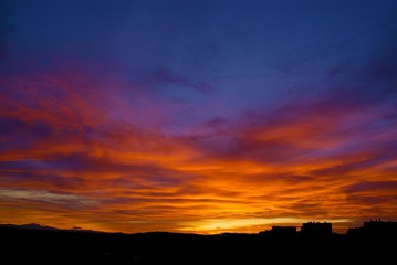 picturesque multicolor clouds and sunset