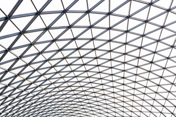 View of modern glass ceiling in shopping mall