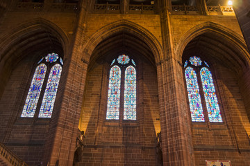 Stained glass windows of Liverpool Anglican Cathedral, UK