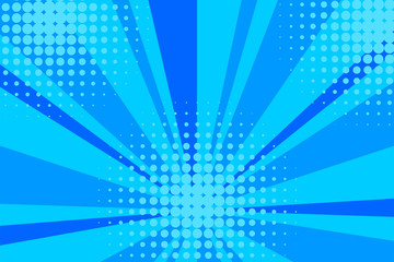 Naklejka premium Comic blue sunbeam background retro pop art style cartoon
