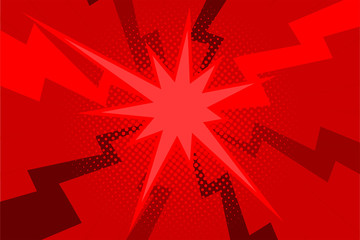 Comic red sunbeam background Retro pop art style cartoon