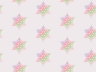 Christmas seamless gradient pattern with snowflakes on pink background.