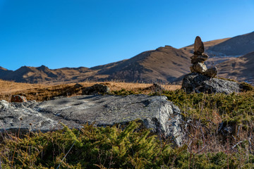 Ancient muslim prayer stone in the mountains