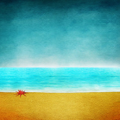 Fototapeta na wymiar Pastel background with beach and sea and starfish