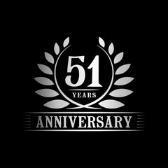 51 years logo design template. Anniversary vector and illustration template.