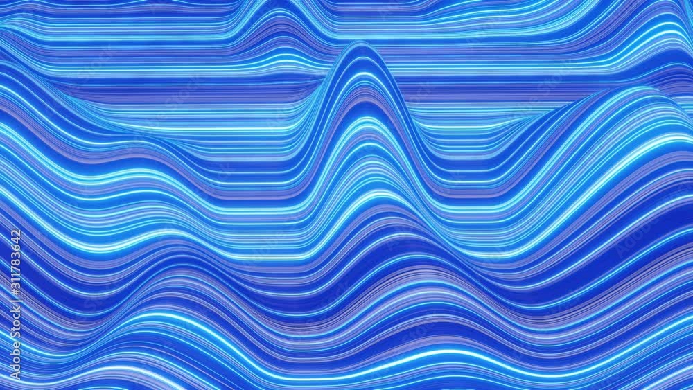 Poster beautiful abstract background of waves on surface, color gradients, extruded lines as striped fabric
