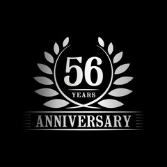 56 years logo design template. Anniversary vector and illustration template.