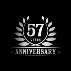 57 years logo design template. Anniversary vector and illustration template.