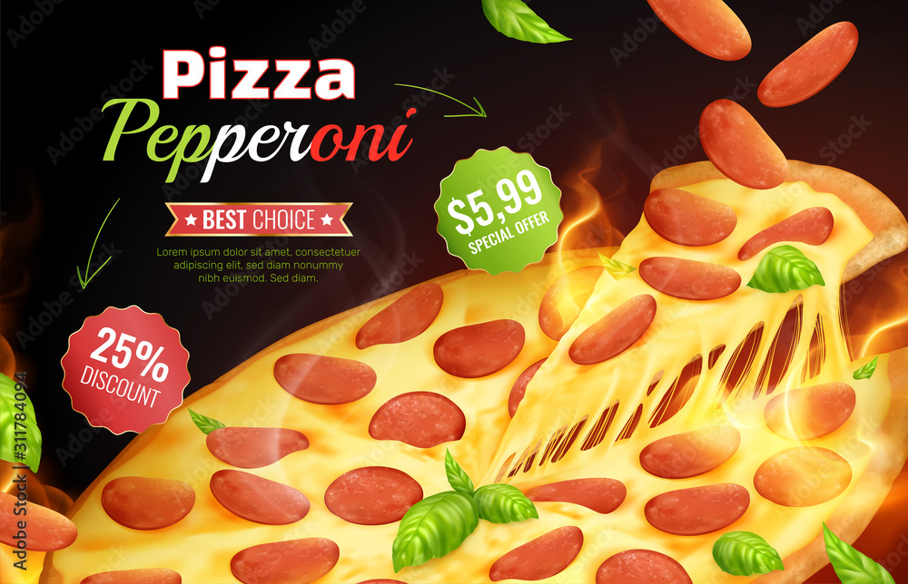 Canvas Prints Pizza Pepperoni Advertising Composition