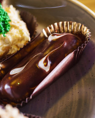 french pastry on the golden plate