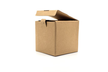 Cardboard square box on a white background