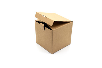 Cardboard square box on a white background