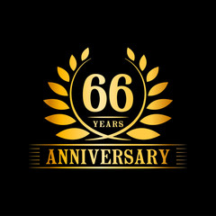 66 years logo design template. Anniversary vector and illustration template.