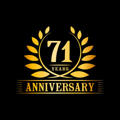 Fototapeta premium 71 years logo design template. Anniversary vector and illustration template.