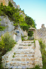 Kalnik, Croatia/ 10th August 2019: Stone stairs and fortress in Kalnik old town