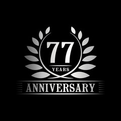 Fototapeta premium 77 years logo design template. Anniversary vector and illustration template.