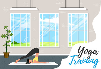 Yoga training banner in flat style