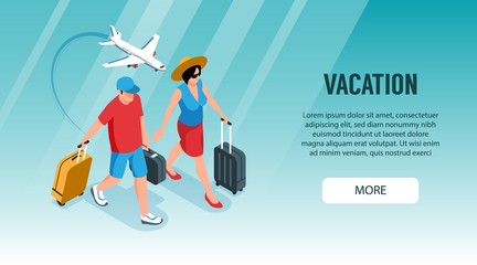 Isometric Vacation Horizontal Banner