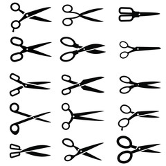 scissors vector icon set. barber illustration sign collection.