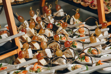 catering food mini canape in restaurant weeding