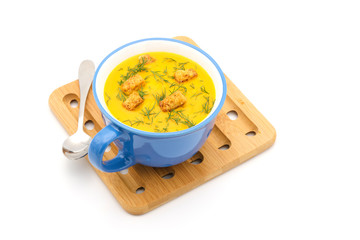 Blue Mug Carrot Soup