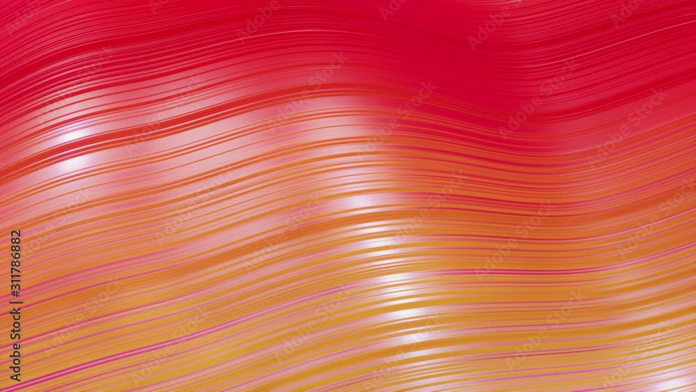 Aufkleber beautiful abstract background of waves on surface, red yellow color gradients, extruded lines as str