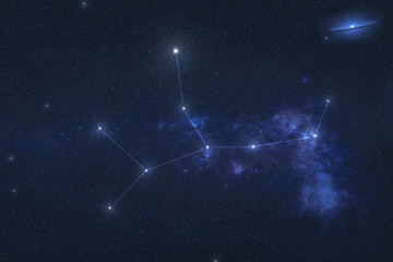 Virgo constellation stars in outer space. Zodiac Sign Virgo constellation lines. Elements of this image were furnished by NASA 