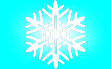 Vector image of a snowflake on Cyan background with gradient