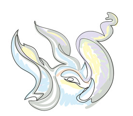 One continuous line drawing of elephant. Simple line art drawing of  elephant head.