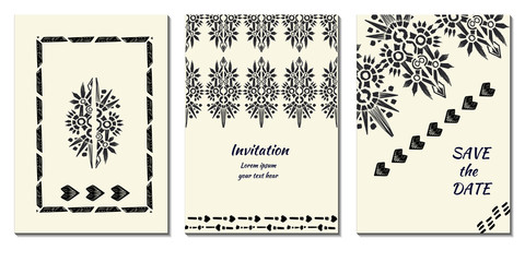 Cover royal greeting design. Modern template with ikat ornament for wedding design or greeting card any purpose.