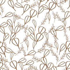 Vector Leaves branch. Field foliage seamless pattern