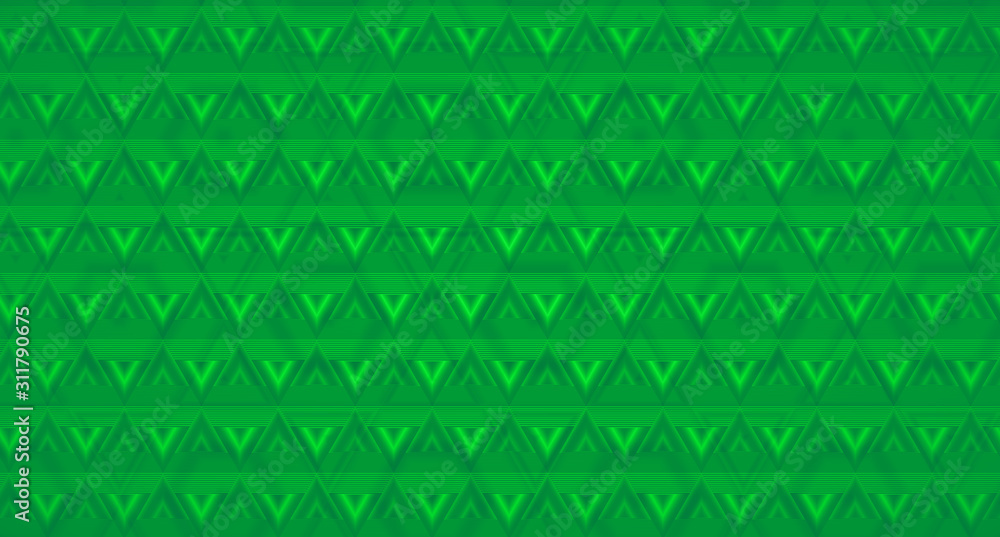 Poster abstract triangles pattern green colors, 3d render, computer graphics