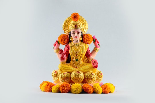 Lakshmi - Hindu goddess ,Goddess Lakshmi. Goddess Lakshmi during Diwali Celebration. Indian Hindu Light Festival called Diwali